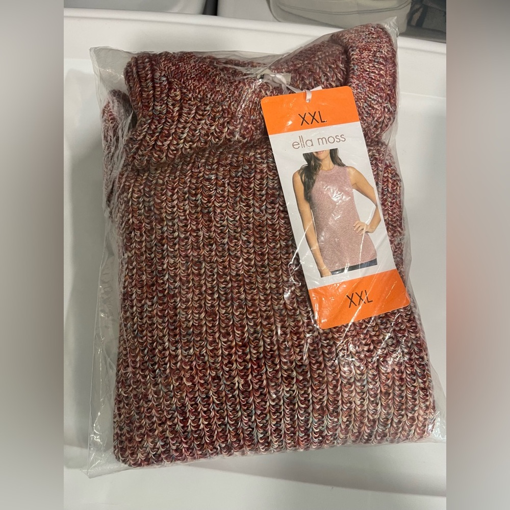 Ella Moss size XXL mauve pink crewneck tank top knit sweater new in package